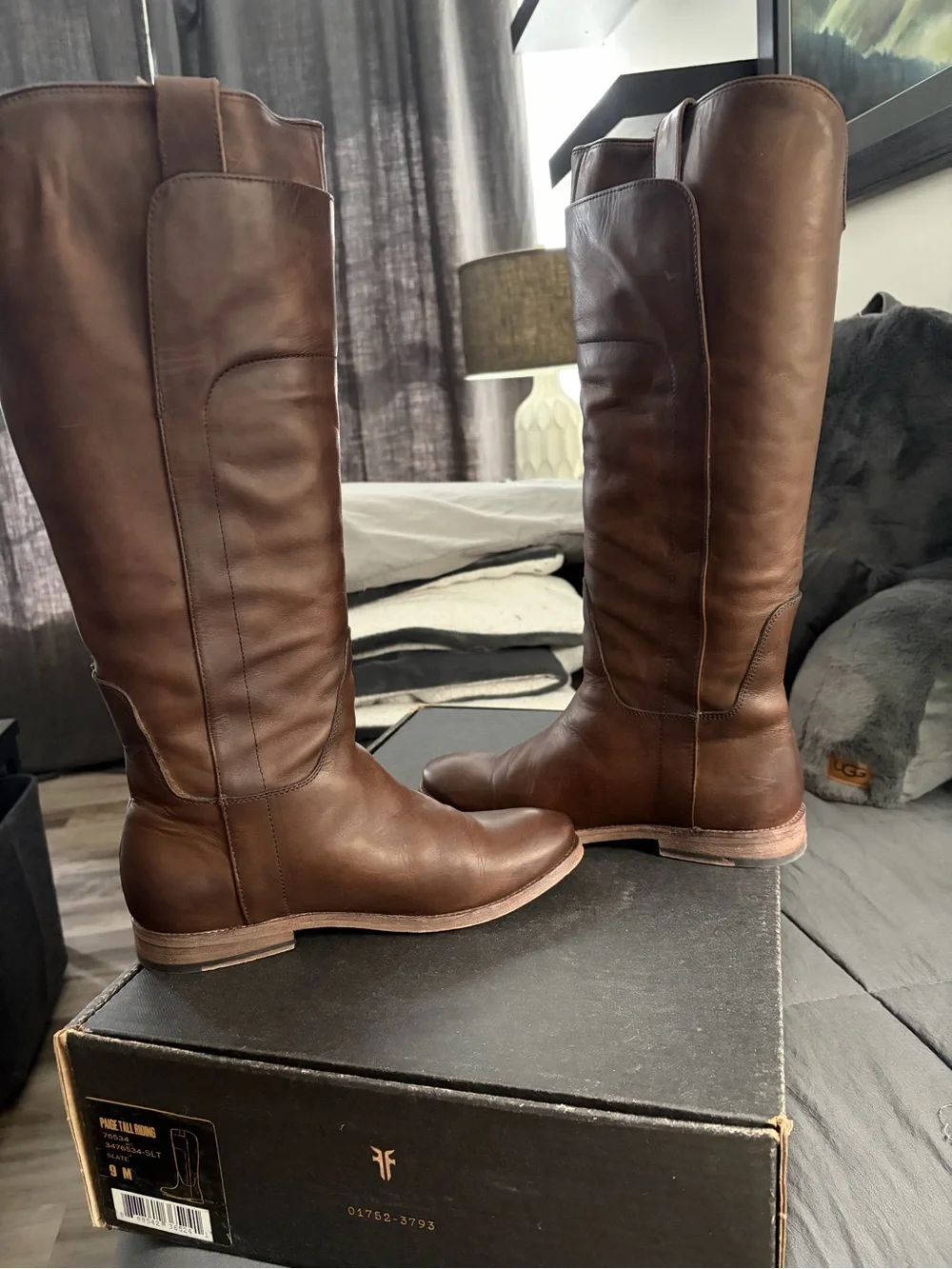 Frye Paige (Slate) Leather Tall Riding Boots (brown)